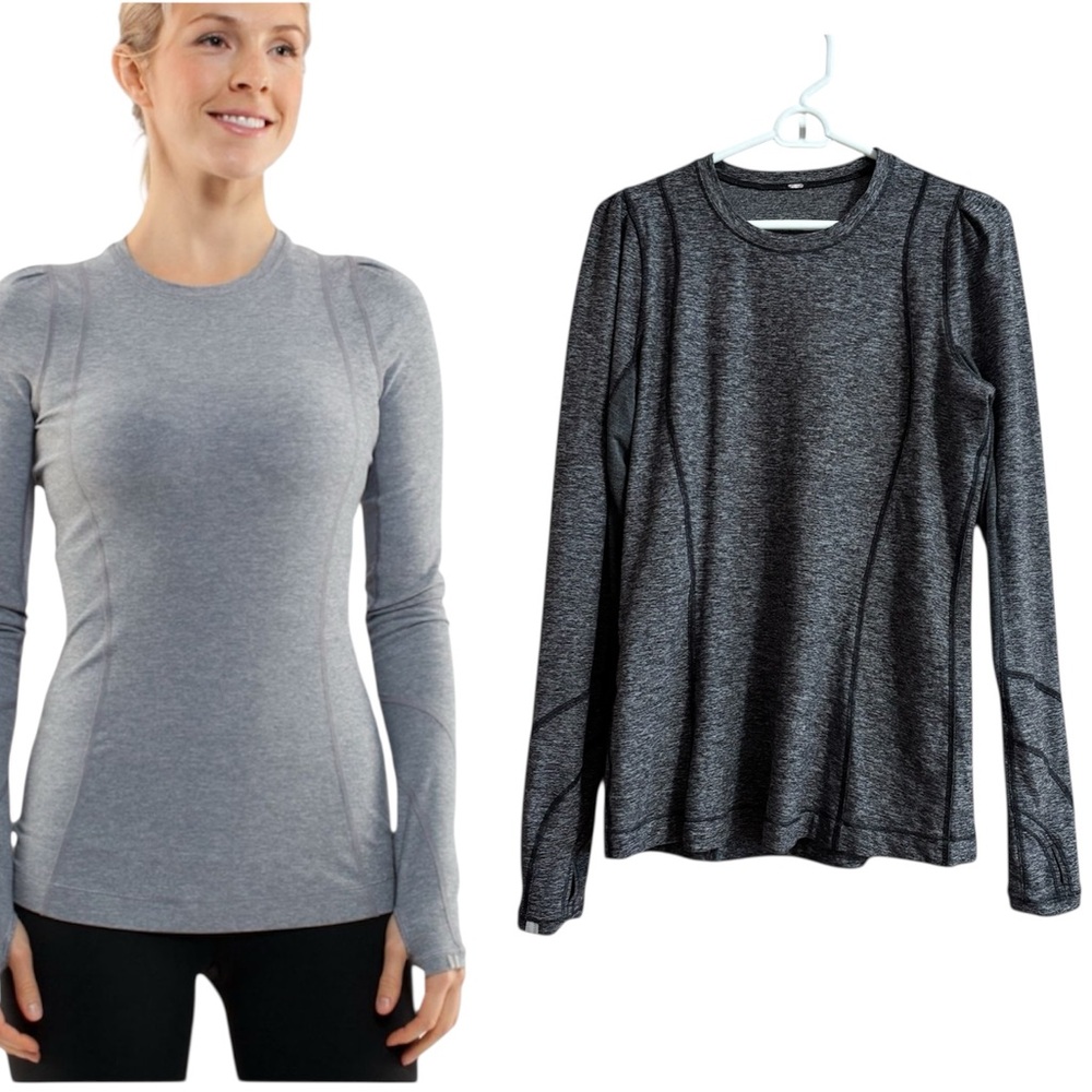 Lululemon Run: Back On Track Long Sleeve Tech Sz S Heathered Black EUC